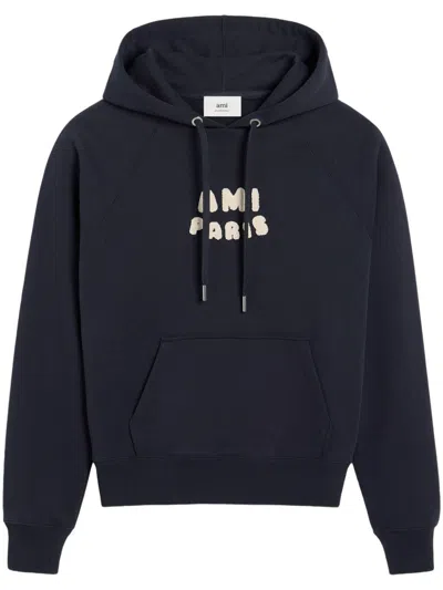 AMI ALEXANDRE MATTIUSSI AMI PARIS HOODIE WOMAN NAVY