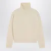 Ami Alexandre Mattiussi Ami Paris Ivory Ami Paris De Coeur Turtleneck Sweater In Neutral