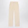 Ami Alexandre Mattiussi Logo Patch Corduroy Pants In Neutral