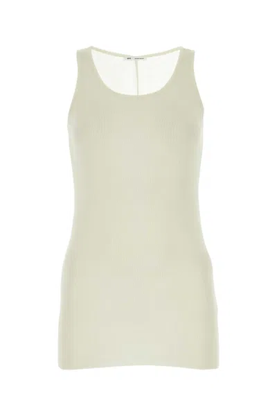 AMI ALEXANDRE MATTIUSSI AMI PARIS IVORY VISCOSE BLEND TANK TOP