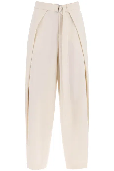 AMI ALEXANDRE MATTIUSSI AMI PARIS IVORY VISCOSE BLEND WIDE-LEG PANT