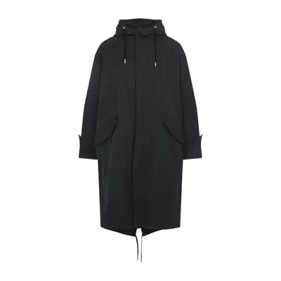Ami Alexandre Mattiussi Long Hooded Parka With Drawstring And Pockets In Black