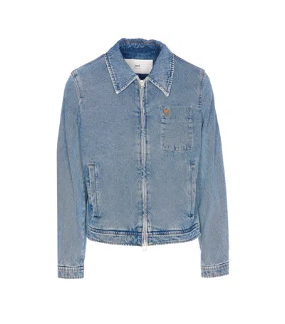 Ami Alexandre Mattiussi Denim Jacket With Long Sleeves And Pockets In Blue