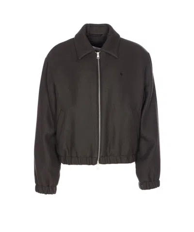 Ami Alexandre Mattiussi Tailored Blazer With Collared Neck And Pockets In Brown