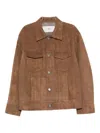 Ami Alexandre Mattiussi Suede Texture Jacket With Chest And Flap Pockets In Brown