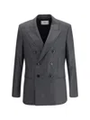 Ami Alexandre Mattiussi Ami Paris Men Double-breasted Virgin Wool Blazer In Gray