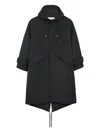 Ami Alexandre Mattiussi Long Grey Polyamide Jacket With Adjustable Hood And Flap Pockets In Brown