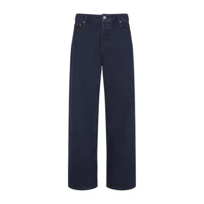 Ami Alexandre Mattiussi Wide Leg Denim Trousers Pockets In Blue