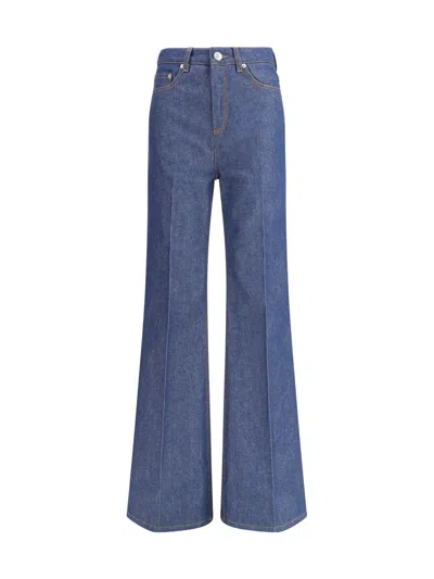 Ami Alexandre Mattiussi Wide Leg Denim Trousers Featuring Pockets In Blue