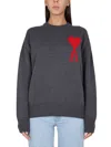 Ami Alexandre Mattiussi Ami De Caur Virgin Wool Sweater In Grey