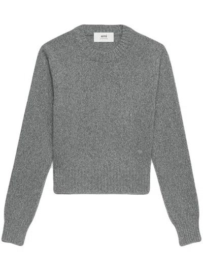 Ami Alexandre Mattiussi Ami De Coeur Wool And Viscose Sweater In Grey