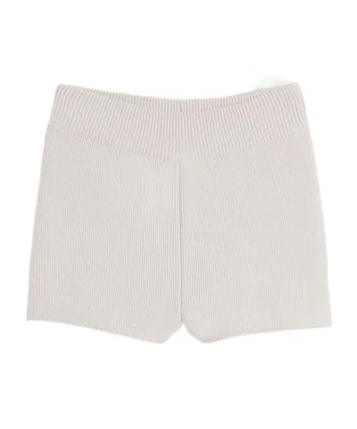 Ami Alexandre Mattiussi Ami De Coeur Ribbed Mini Shorts In White