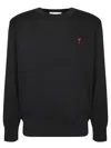 Ami Alexandre Mattiussi Ami Paris Ami De Coeur Wool Crewneck Sweater In Black