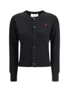 Ami Alexandre Mattiussi Wool Merinos Ami De Coeur Cardigan Knitwear Black In Black