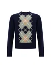 Ami Alexandre Mattiussi Blue Crewneck Sweater With Argyle Motif In Wool And Cashmere Man In Blue