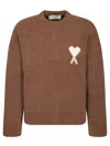 Ami Alexandre Mattiussi Ami Brown Stretch Alpaca Blend Sweater In Brown