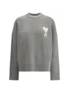 Ami Alexandre Mattiussi Grey Alpaca Ami De Coeur Crewneck Sweater Grey In Gray