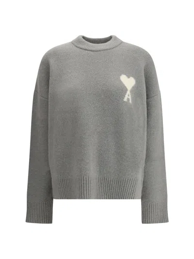 Ami Alexandre Mattiussi Ami De Coeur Sweater In Gray