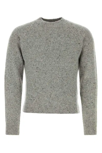 Ami Alexandre Mattiussi Melange Grey Wool Blend Sweater In Lightheathergrey