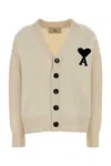 Ami Alexandre Mattiussi Ami Paris Ivory Wool Cardigan In White