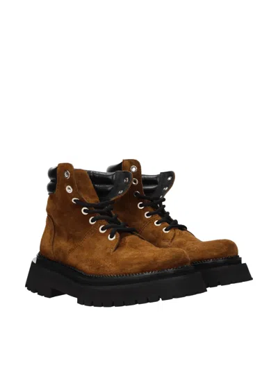 Ami Alexandre Mattiussi Ami Paris Lace-up Suede Ankle Boot In Brown