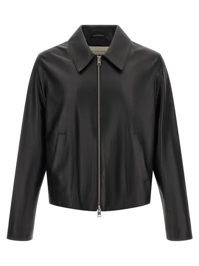 Ami Alexandre Mattiussi Ami Paris Lamb Leather Jacket In Black