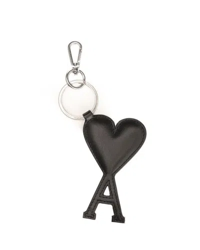 Ami Alexandre Mattiussi Ami Paris Leather Adc Keyring Accessories In 001 Black