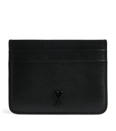 Ami Alexandre Mattiussi Ami Paris Leather Ami De Coeur Card Holder In Black