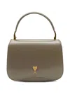 Ami Alexandre Mattiussi Grey Glazed Leather Top Handle Paris Paris Bag Grey In Black