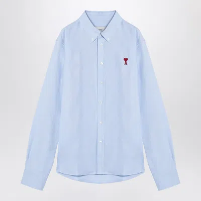 Ami Alexandre Mattiussi Heart Friend Collared Shirt With Long Sleeves In Blue