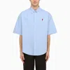 AMI ALEXANDRE MATTIUSSI AMI PARIS LIGHT BLUE COTTON BUTTON-DOWN SHIRT MEN