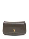 Ami Alexandre Mattiussi Grey Glazed Leather Small Crossbody Paris Paris Bag Grey In Black