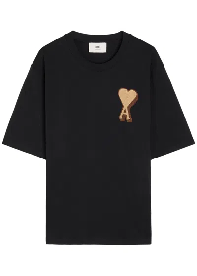 Ami Alexandre Mattiussi Ami Paris Logo-appliquéd Cotton T-shirt In Black