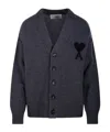 Ami Alexandre Mattiussi Ami Paris Ami De Coeur Heather Grey Wool Cardigan Men In Gray