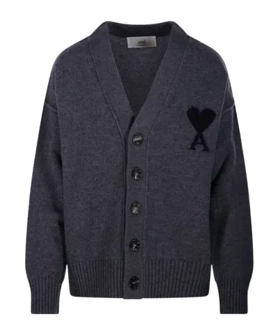 AMI ALEXANDRE MATTIUSSI AMI PARIS LOGO DETAILED BUTTONED CARDIGAN