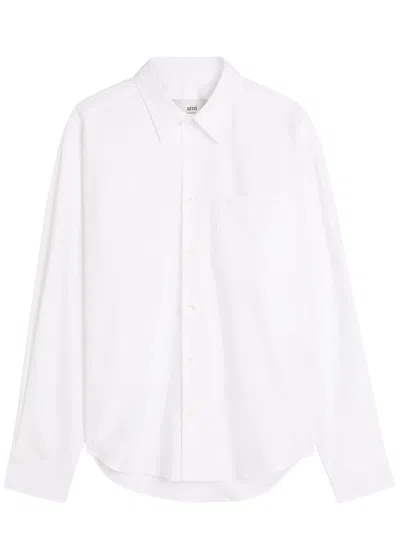 AMI ALEXANDRE MATTIUSSI AMI PARIS LOGO-EMBOSSED COTTON-GABARDINE SHIRT