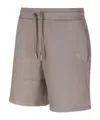 Ami Alexandre Mattiussi Ami Paris Logo Embossed Drawstring Shorts In Gray