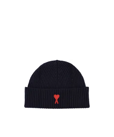 Ami Alexandre Mattiussi Ami Paris Logo-embroidered Beanie In Black