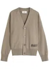 Ami Alexandre Mattiussi Ami Paris Logo-embroidered Cotton-blend Cardigan In Brown
