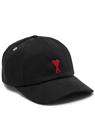 Ami Alexandre Mattiussi Ami Paris Logo-embroidered Cotton Cap In Black