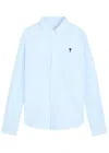 Ami Alexandre Mattiussi Ami Paris Logo-embroidered Cotton Shirt In Blue