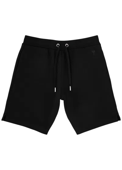 Ami Alexandre Mattiussi Ami Paris Logo-embroidered Cotton Shorts In Black
