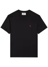 Ami Alexandre Mattiussi Ami Paris Men Black T-shirt With Ami De Coeur Embroidery On The Front In Cotton Man In Black