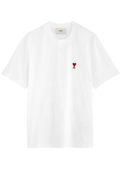 AMI ALEXANDRE MATTIUSSI AMI PARIS LOGO-EMBROIDERED COTTON T-SHIRT