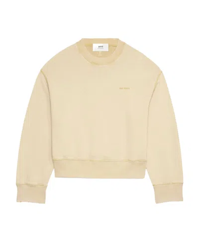 Ami Alexandre Mattiussi Ami Paris Logo Embroidered Crewneck Sweatshirt In Nude