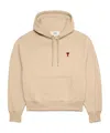 Ami Alexandre Mattiussi Ami Paris Logo Embroidered Drawstring Hoodie In Nude