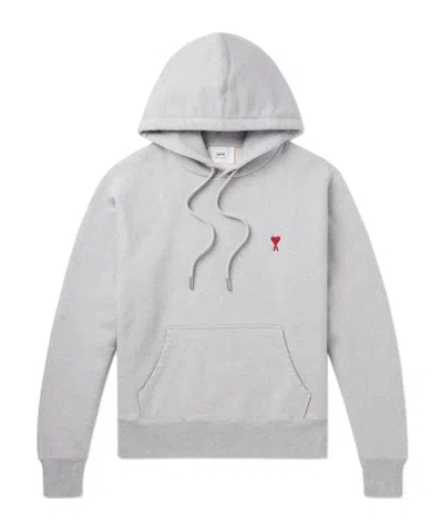 Ami Alexandre Mattiussi Ami Paris Logo Embroidered Drawstring Hoodie In White