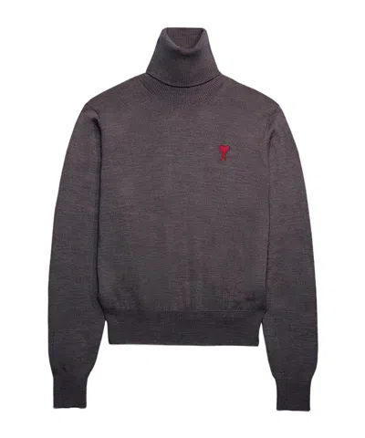 Ami Alexandre Mattiussi Ami Paris Logo Embroidered Knitted Jumper In Black
