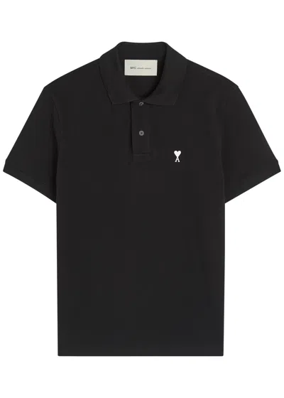 Ami Alexandre Mattiussi Black Cotton Short Sleeves Ami De Coeur Polo Shirt Black