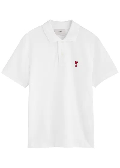 Ami Alexandre Mattiussi Ami Paris Men Cotton Polo Shirt With Iconic Embroidery In White